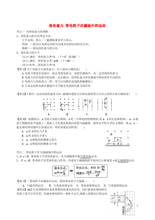 高中物理洛伦兹力带电粒子在磁场中的运动考点分析新人教版选修3-1