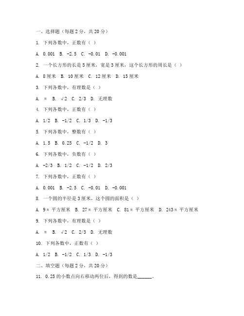 人教版六年级期中数学试卷