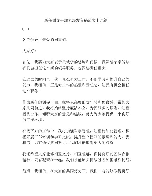 新任领导干部表态发言稿范文十九篇