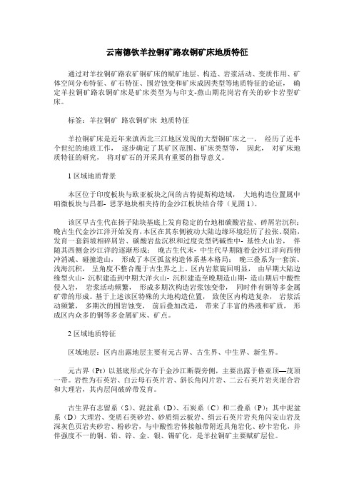 云南德钦羊拉铜矿路农铜矿床地质特征