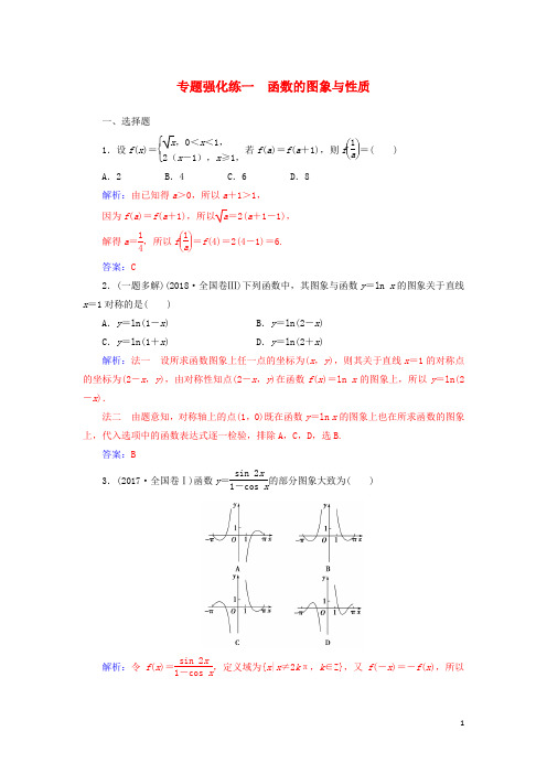 2019高考数学二轮复习 第二部分 专题一 函数与导数、不等式 专题强化练一 函数的图象与性质 理