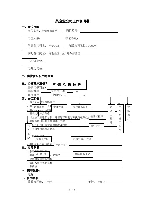 某企业公司工作说明书