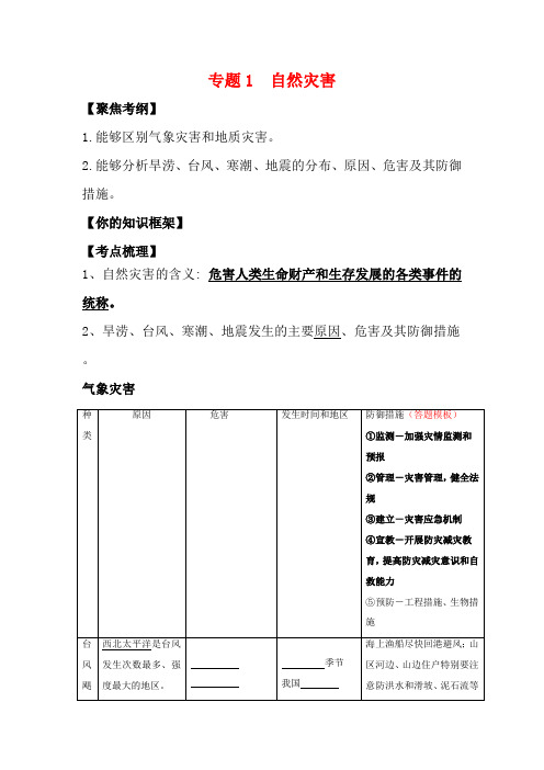 江苏省常州市高考地理一轮复习 自然灾害 教学案-人教版高三全册地理教学案