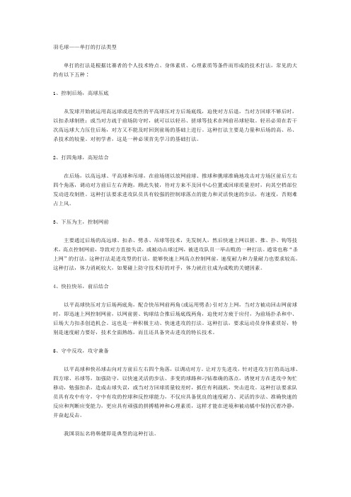 羽毛球——单打的打法类型