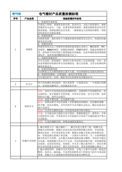 电气辅材产品质量检测标准