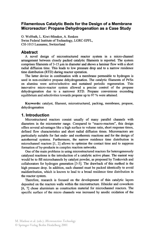 Filamentous Catalytic Beds for the Design of a Membrane Microreactor