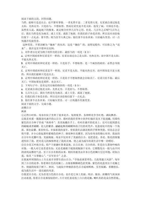 高考语文二轮复习 热点专题限时训练 现代文学类文本阅读28