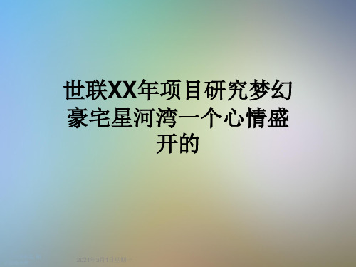 世联XX年项目研究梦幻豪宅星河湾一个心情盛开的