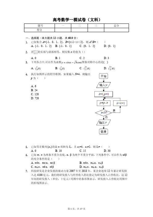 辽宁省大连市高考数学一模试卷(文科) 