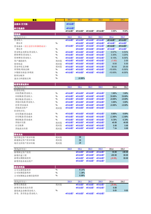 估值模型Excel表