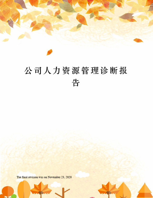 公司人力资源管理诊断报告