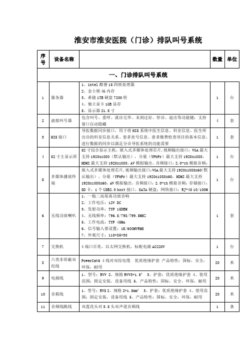 淮安市淮安医院(门诊)排队叫号系统