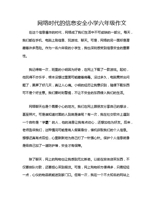 网络时代的信息安全小学六年级作文