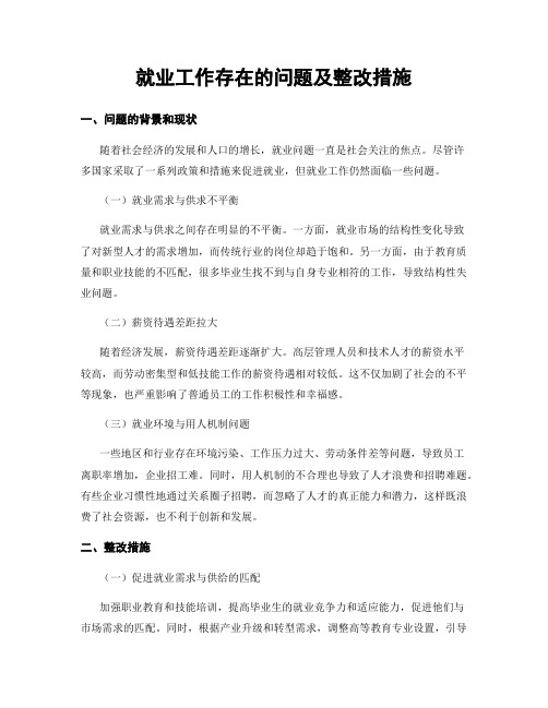 就业工作存在的问题及整改措施