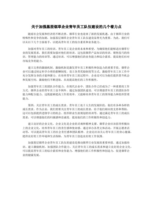 关于加强基层烟草企业青年员工队伍建设的几个着力点