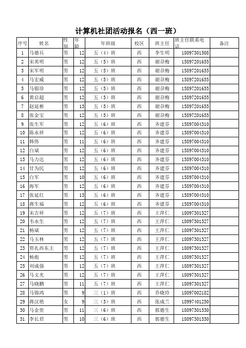 计算机社团报名表