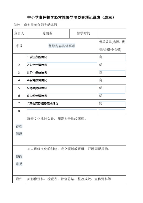 责任督学督导工作表3月份(幼儿园,表3-8)(1)