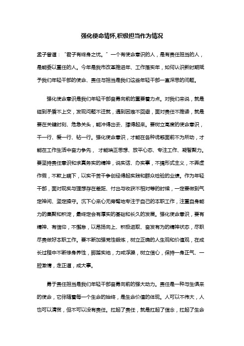 强化使命情怀,积极担当作为情况