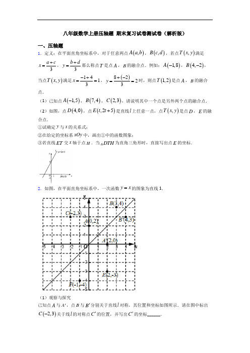 八年级数学上册压轴题 期末复习试卷测试卷(解析版)