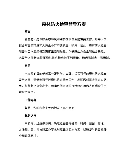 森林防火检查督导方案