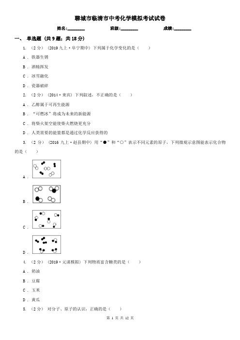 聊城市临清市中考化学模拟考试试卷