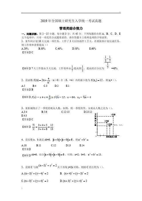 2019年管理类综合能力真题