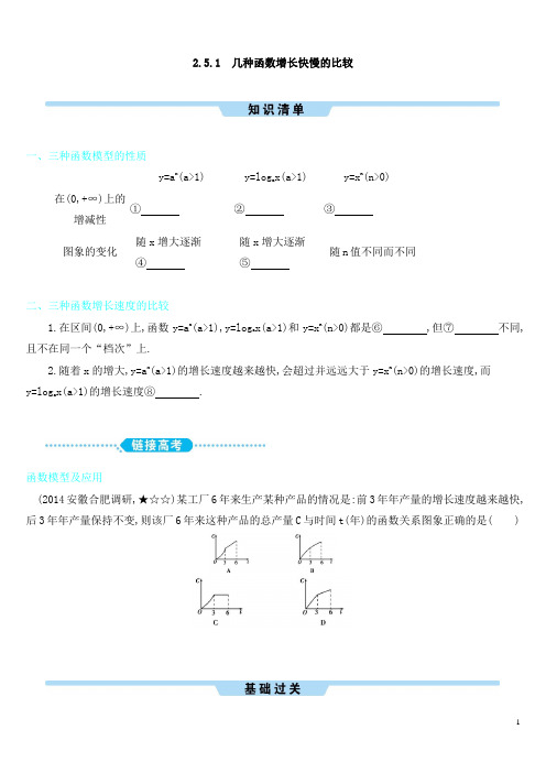 几种函数增长快慢的比较高一数学总结练习含答案解析D