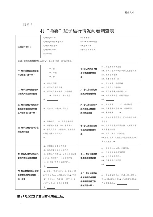 村两委班子运行情况问卷调查表