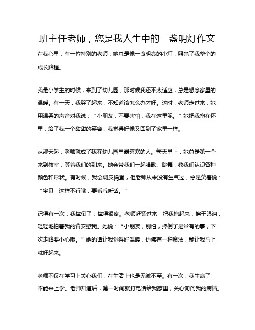 班主任老师,您是我人生中的一盏明灯作文