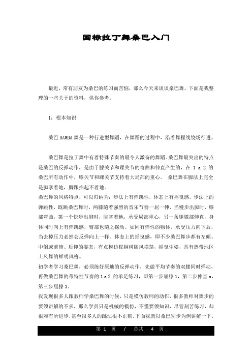 国标拉丁舞桑巴入门复习课件