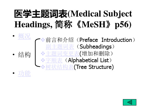 医学主题词表(Medical Subject Headings,