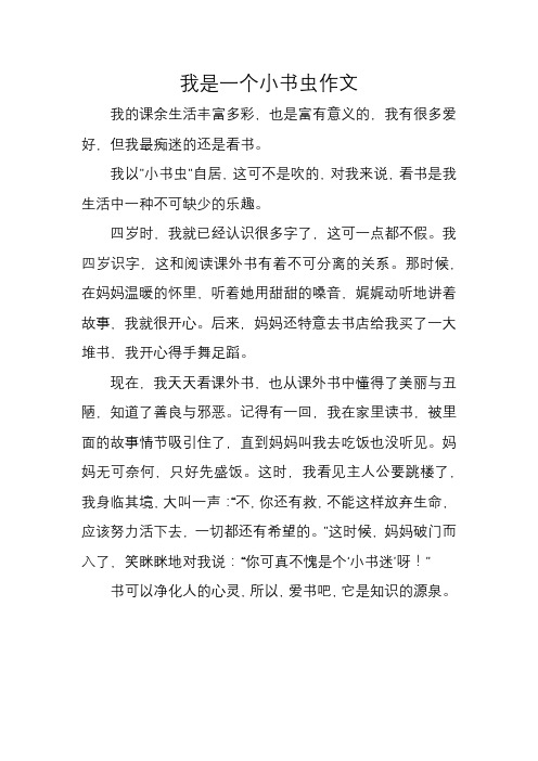 我是一个小书虫作文