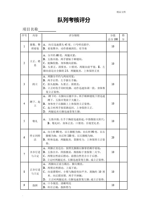 队列考核评分