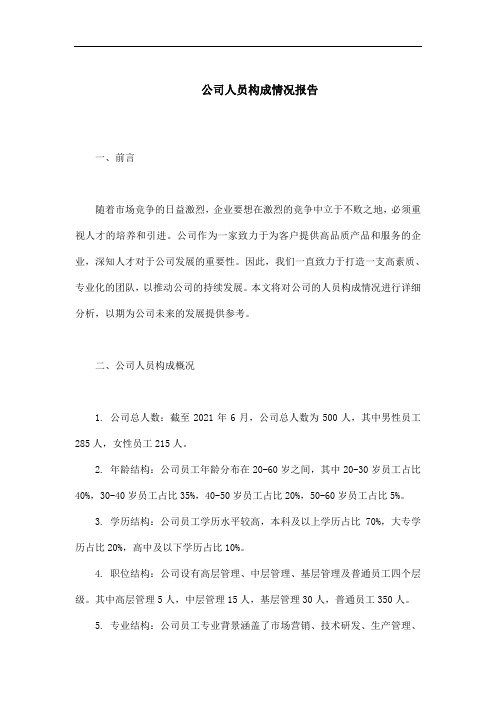 公司人员构成情况怎么写范文