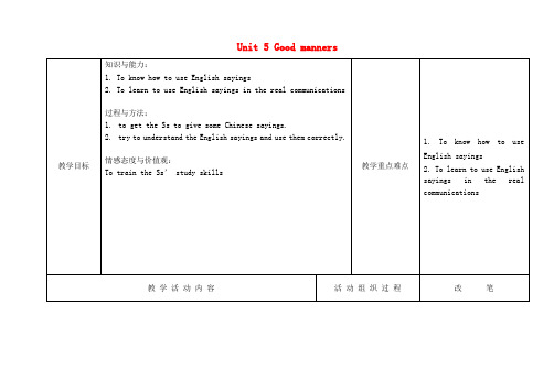 2016-2017学年八年级英语下册 Unit 5 Good manners Study skills教案 (新版)牛津版