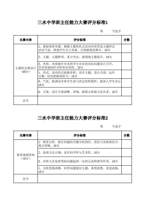 班主任基本功大赛评分标准