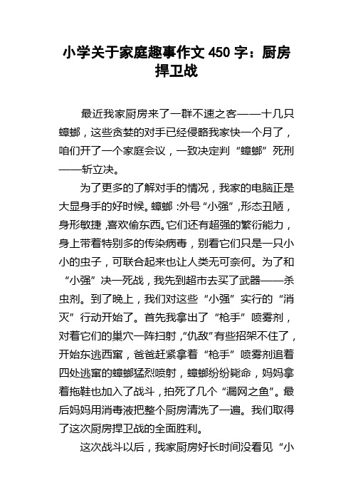 小学关于家庭趣事作文450字厨房捍卫战