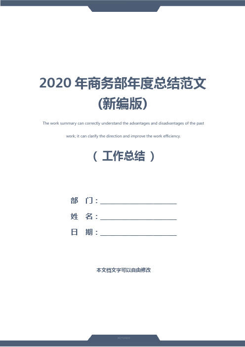 2020年商务部年度总结范文(新编版)