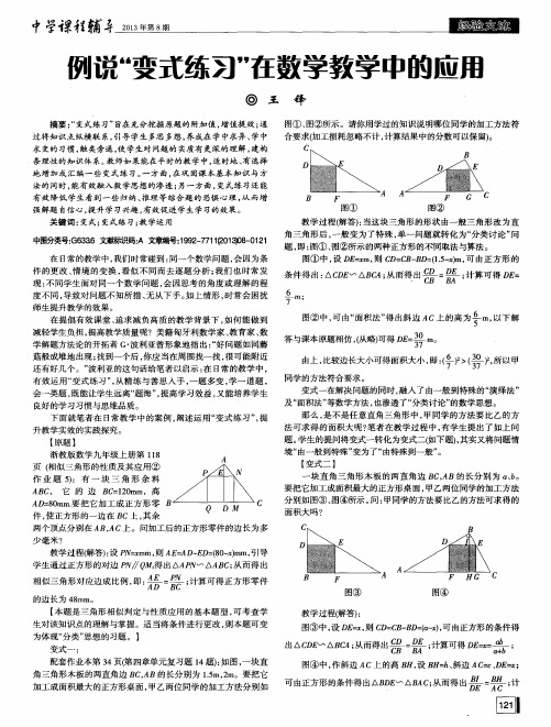 例说“变式练习”在数学教学中的应用