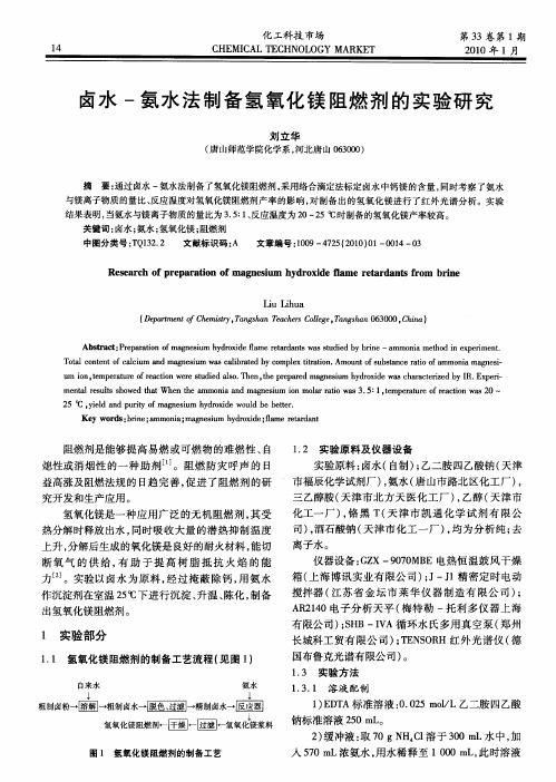 卤水-氨水法制备氢氧化镁阻燃剂的实验研究