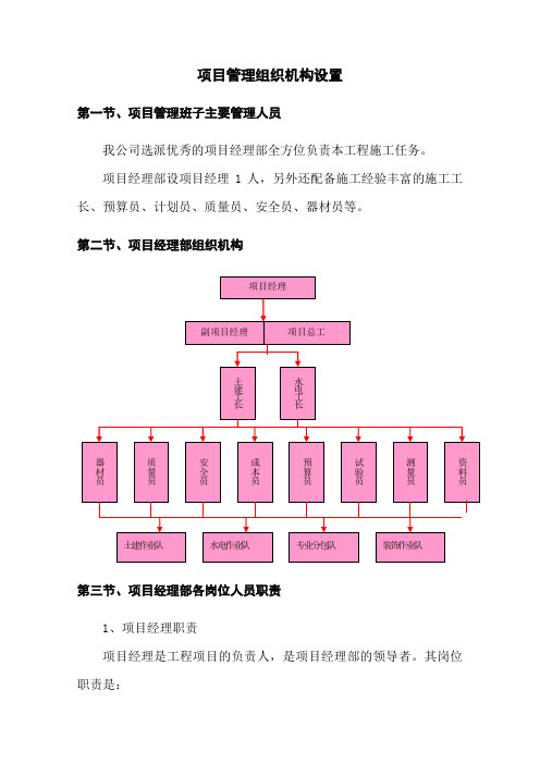 项目管理组织机构设置