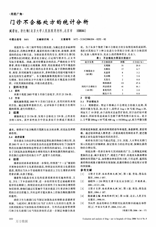 门诊不合格处方的统计分析