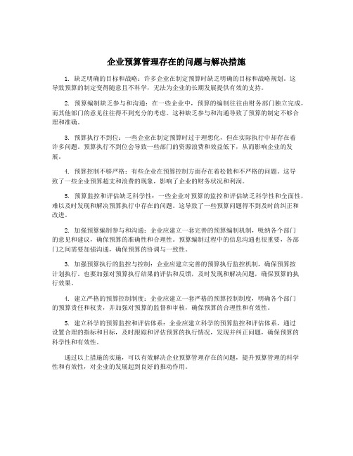 企业预算管理存在的问题与解决措施