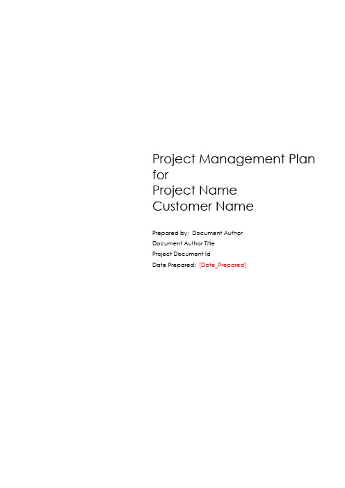 Project Management Plan Template