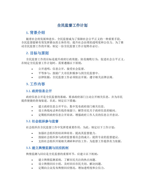 全民监督工作计划