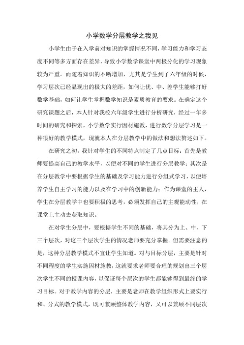小学数学分层教学之我见