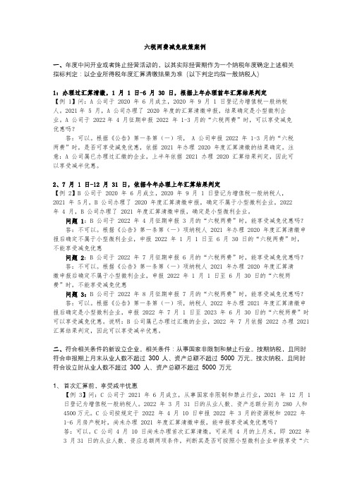 六税两费减免政策案例