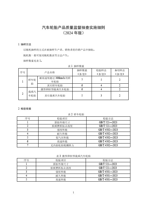 82 汽车轮胎产品质量监督抽查实施细则(2024年版)