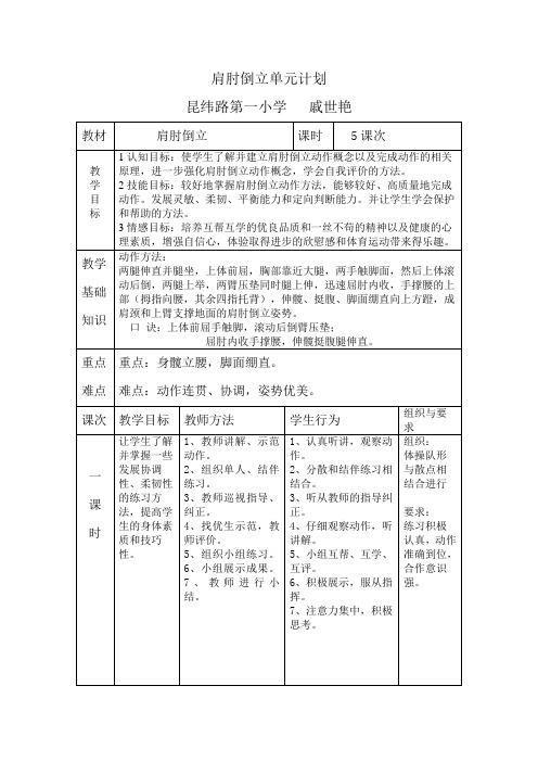 肩肘倒立单元计划