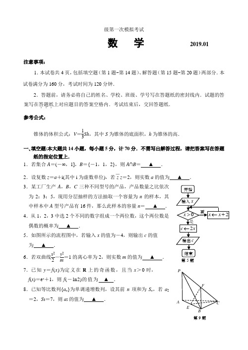 盐城市南京市2021届高三年级第一次模拟考试数学试题(定稿)